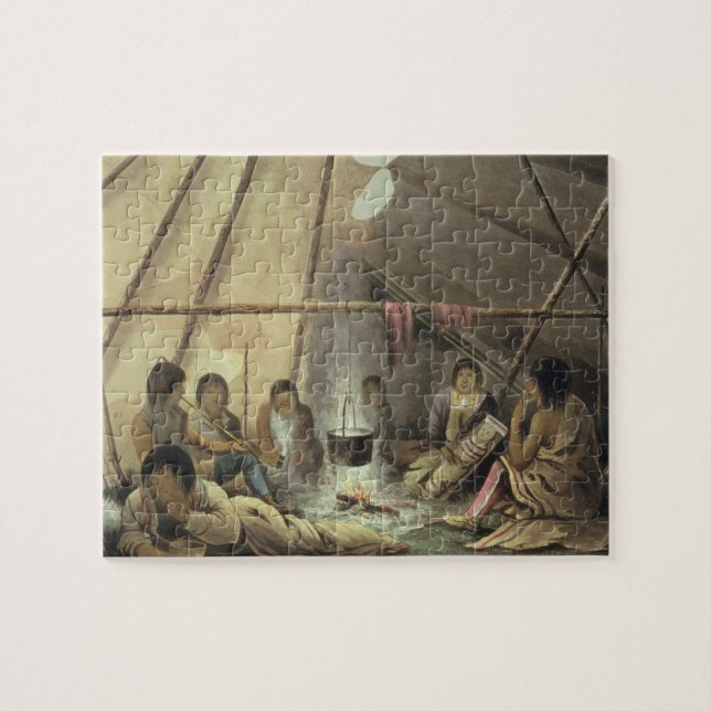 Interior of a Cree Indian Tent, March 25th 1820, f Jigsaw Puzzle (Horizontal)