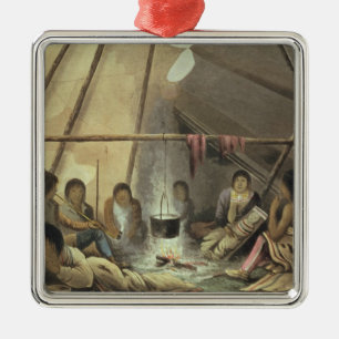 Interior of a Cree Indian Tent, March 25th 1820, f Metal Tree Decoration
