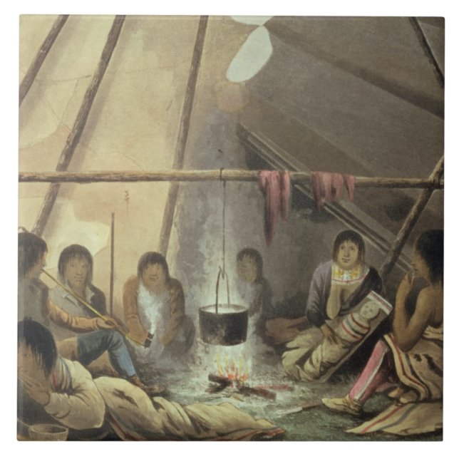 Interior of a Cree Indian Tent, March 25th 1820, f Tile (Front)