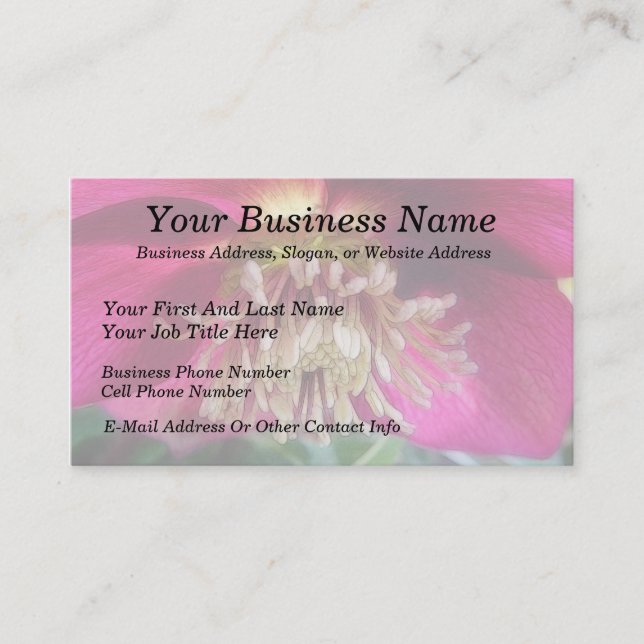 Interior Of A Delicate Spring Hellebore Flower Business Card (Front)