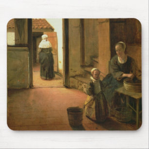 Interior of a Dutch House (oil on panel) Mouse Mat