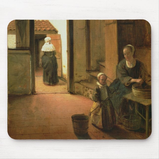 Interior of a Dutch House (oil on panel) Mouse Mat (Front)