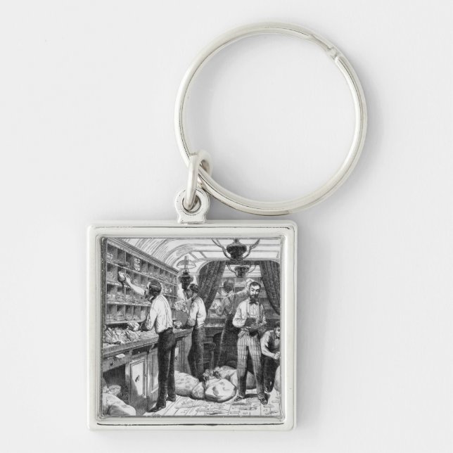 Interior of a French railway postal wagon Key Ring (Front)