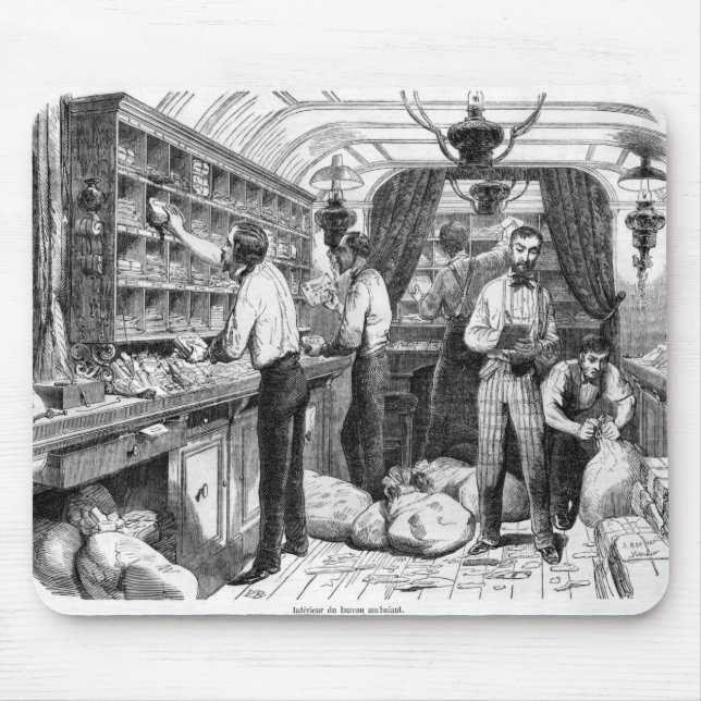 Interior of a French railway postal wagon Mouse Mat (Front)