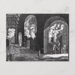 Interior of a Glass Factory Postcard