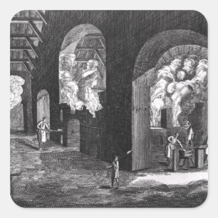 Interior of a Glass Factory Square Sticker
