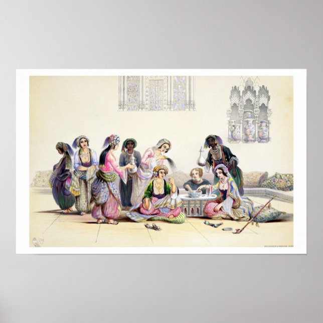 Interior of a Harem, in Cairo (colour litho) Poster (Front)