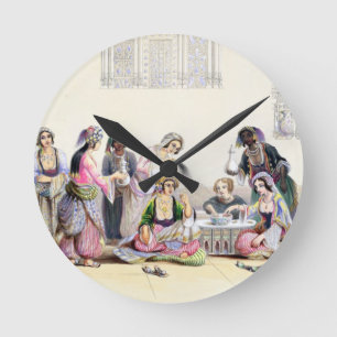 Interior of a Harem, in Cairo (colour litho) Round Clock
