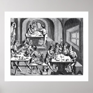 Interior of a hostelry, after a woodcut in a folio poster