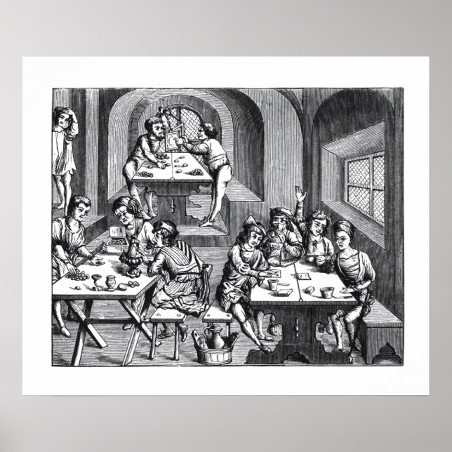 Interior of a hostelry, after a woodcut in a folio poster (Front)