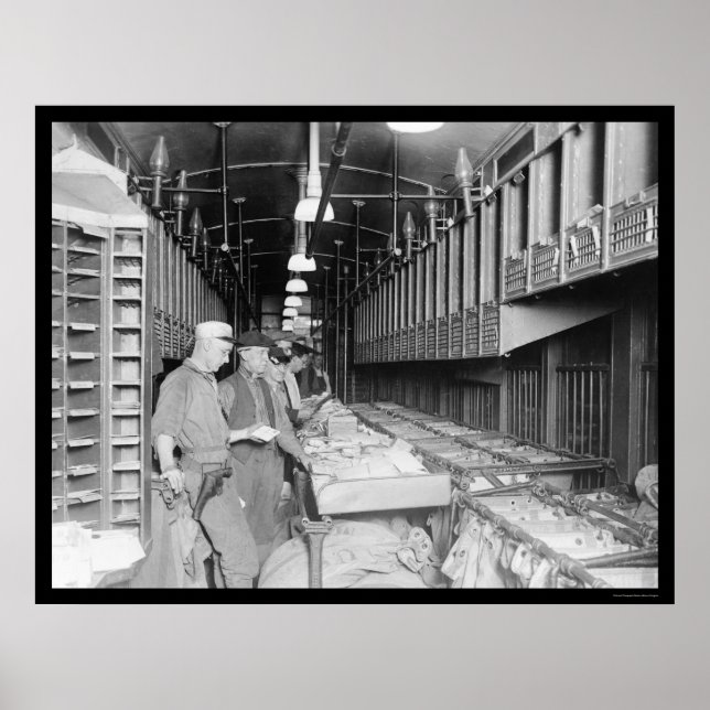 Interior of a Mail Train 1910 Poster (Front)