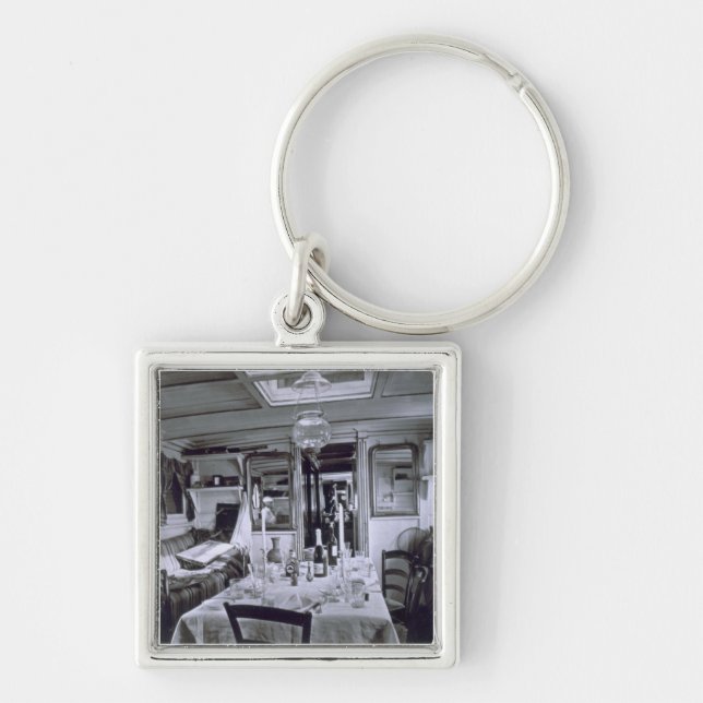 Interior of a Nile Boat (b&w photo) Key Ring (Front)