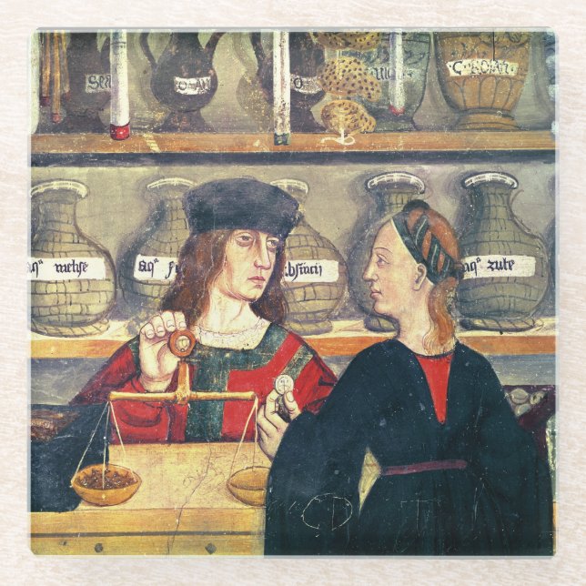 Interior of a Pharmacy Glass Coaster (Front)