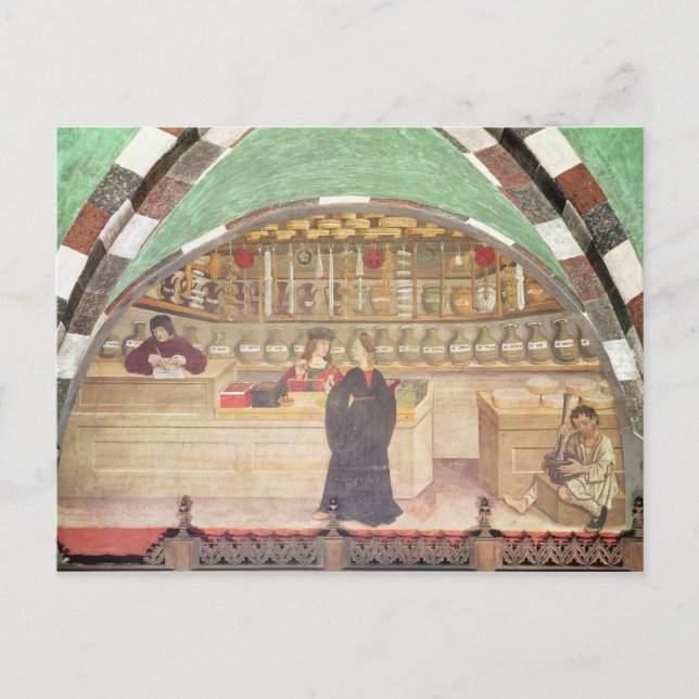 Interior of a pharmacy postcard (Front)