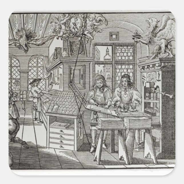 Interior of a printing works in Nuremberg Square Sticker (Front)