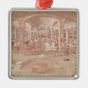 Interior of a Printing Works in the 16th Century Metal Tree Decoration
