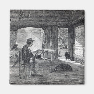 Interior of a settler's hut in Australia Magnet