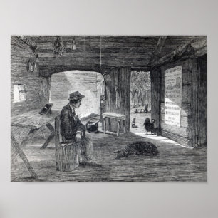 Interior of a settler's hut in Australia Poster