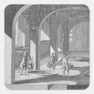 Interior of a Soap Factory, illustration for an en Square Sticker
