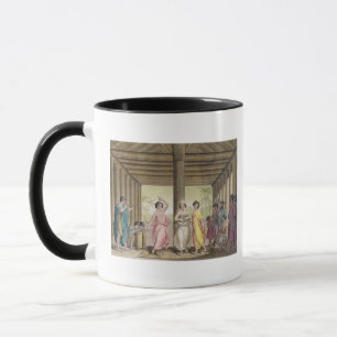 Interior of a Tahitian house with dancing girls, i Mug