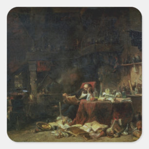 Interior of an Alchemist's Study Square Sticker