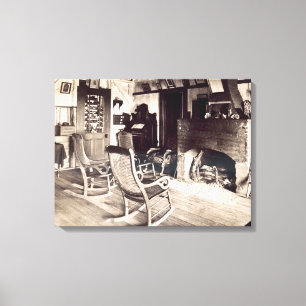 Interior of an American wooden shack, c.1880s (pho Canvas Print