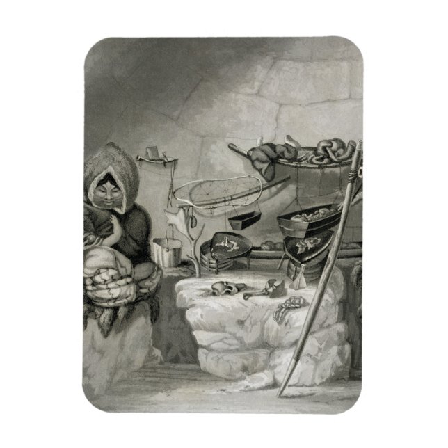 Interior of an Eskimo Snow Hut, Winter Island 1822 Magnet (Vertical)