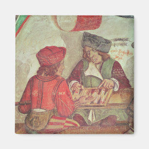 Interior of an Inn, detail of backgammon players Magnet