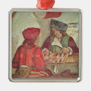 Interior of an Inn, detail of backgammon players Metal Tree Decoration