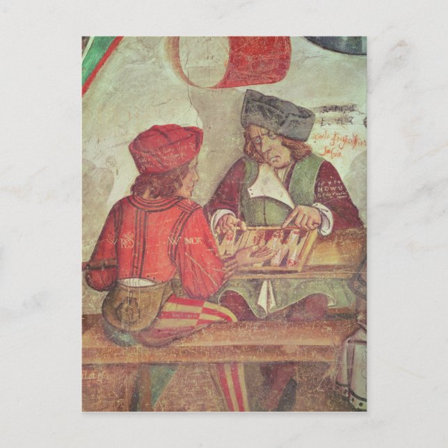 Interior of an Inn, detail of backgammon players Postcard (Front)