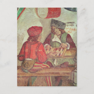 Interior of an Inn, detail of backgammon players Postcard