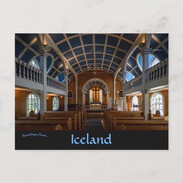 Interior of Blue Church in Seyðisfjörður Iceland Postcard (Front)