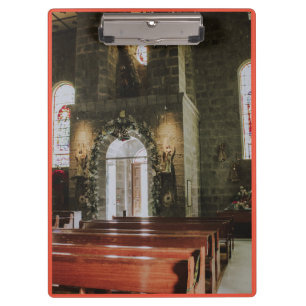 Interior of Decorated Stone Wall Church Clipboard