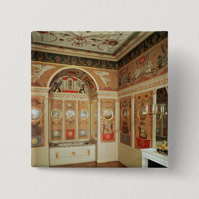 Interior of Napoleon's bathroom, built in 1807 15 Cm Square Badge (Front)