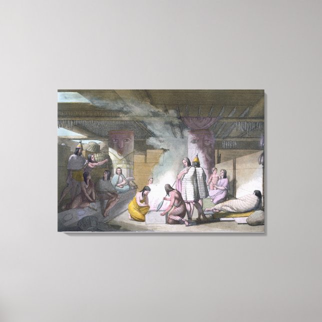 Interior of Nootka tribe cabin, from 'Le Costume A Canvas Print (Front)