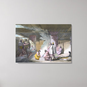 Interior of Nootka tribe cabin, from 'Le Costume A Canvas Print