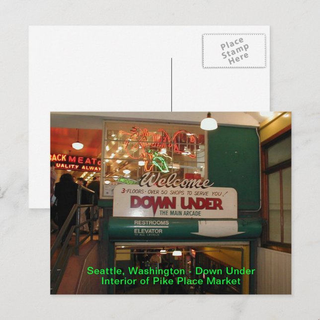 Interior of Pike Place Market Seattle, Washington Postcard (Front/Back)