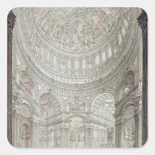 Interior of St.Paul's Cathedral, 1817 Square Sticker