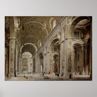 Interior of St Peter's Basilica in Rome Poster