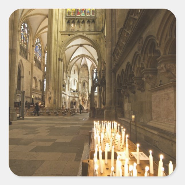 Interior of St. Peter's Cathedral in Regensburg Square Sticker (Front)