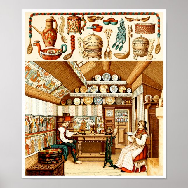 Interior of Swedish House (furniture and cookware) Poster (Front)