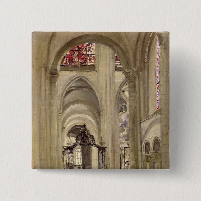 Interior of the Cathedral of St. Etienne, Sens 15 Cm Square Badge (Front)