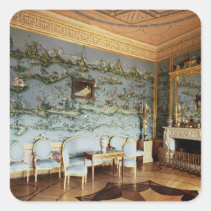 Interior of the Chinese Blue Drawing Room Square Sticker