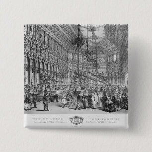 Interior of the 'Grand Cafe Parisien', Paris 15 Cm Square Badge