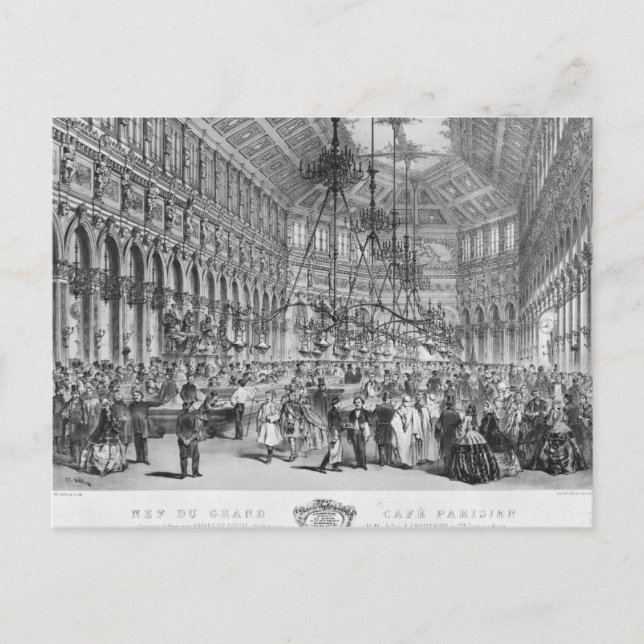 Interior of the 'Grand Cafe Parisien', Paris Postcard (Front)