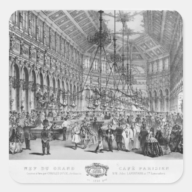 Interior of the 'Grand Cafe Parisien', Paris Square Sticker (Front)