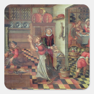 Interior of the Kitchen, the Supper at Emmaus Square Sticker