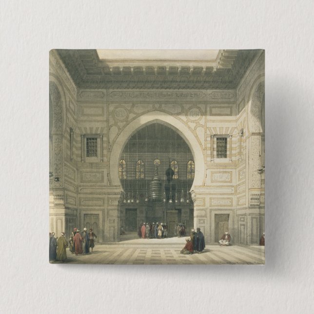 Interior of the Mosque of Sultan Hasan, Cairo, fro 15 Cm Square Badge (Front)