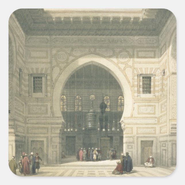 Interior of the Mosque of Sultan Hasan, Cairo, fro Square Sticker (Front)