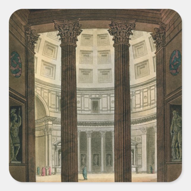 Interior of the Pantheon, Rome, from 'Le Costume A Square Sticker (Front)